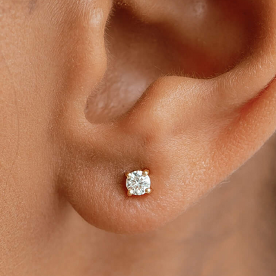 4 cs of diamonds - 14k Yellow Gold Diamond Stud Earrings 3mm - Aria


