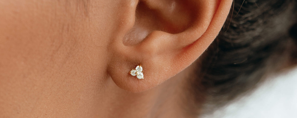 Anniversary Jewelry - 14k Yellow Gold Diamond Stud Earrings - Trillium