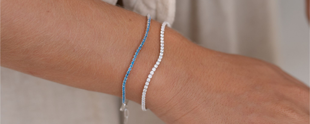 What is a tennis bracelet - Silver Tennis Bracelet (Half) - Blue