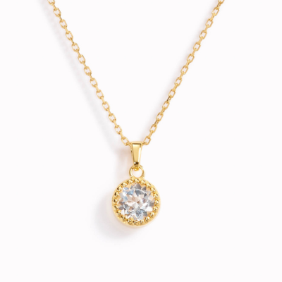 Popular Gemstone - April Birthstone Necklace - White Topaz