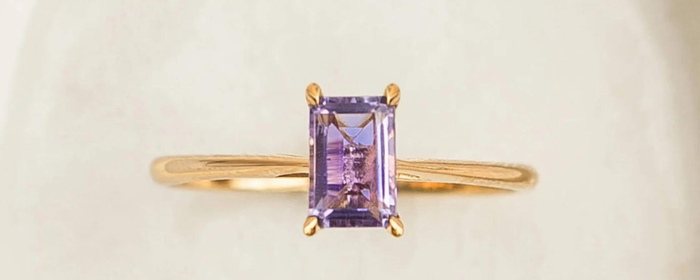  Amethyst Jewelry- Baguette Ring Amethyst - Charlotte