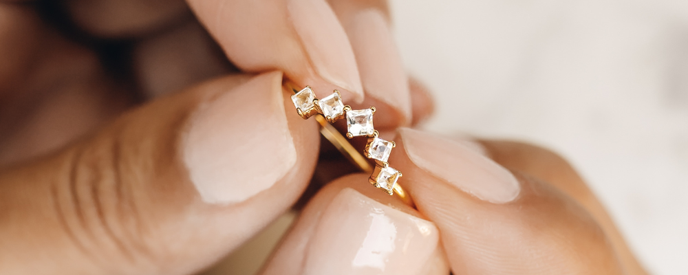 Unique Engagement Ring - White Topaz Ring Aurora 