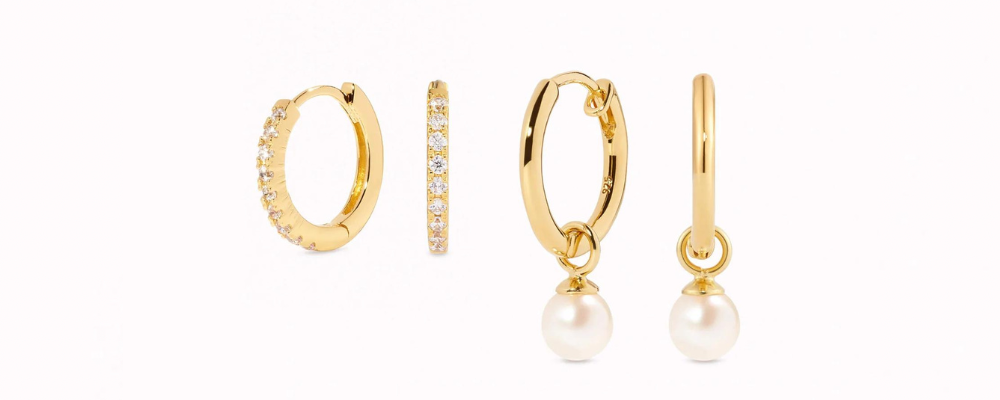 Earring Sets-Gold Huggie Earrings Set	