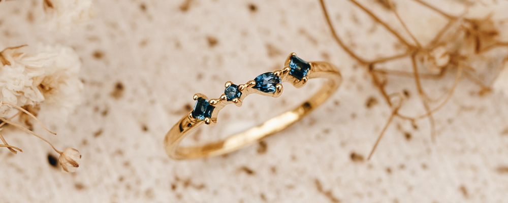 Gold Vermeil Jewelry-14k Gold London Blue Topaz Ring - Ilse Luxe.