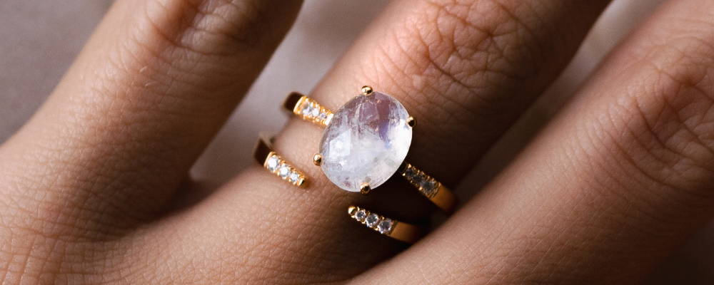 Moonstone Jewelry - Moonstone Ring Set - Serena & Hailey
