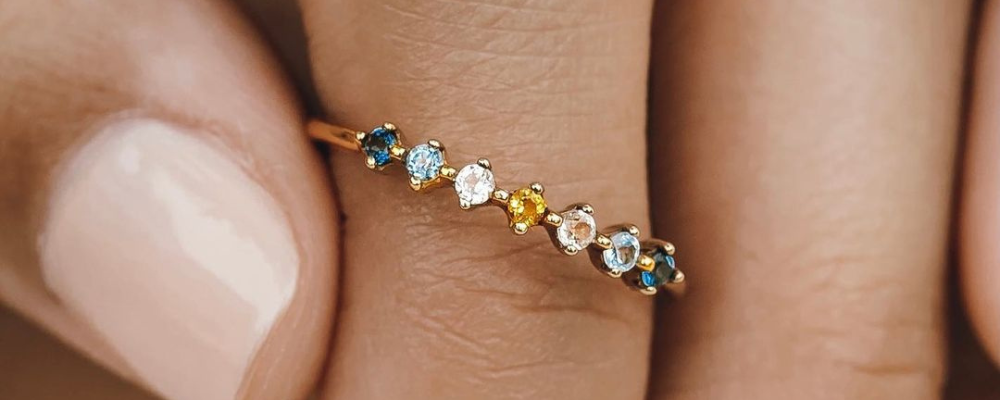 Dainty Rings-Multi Gemstone Ring - Helene