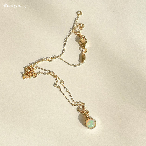 October birthstone necklace opal