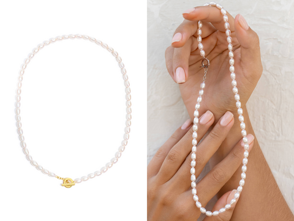 Mother's Day Jewelry - Freshwater Pearl Necklace Astrid Gold Vermeil