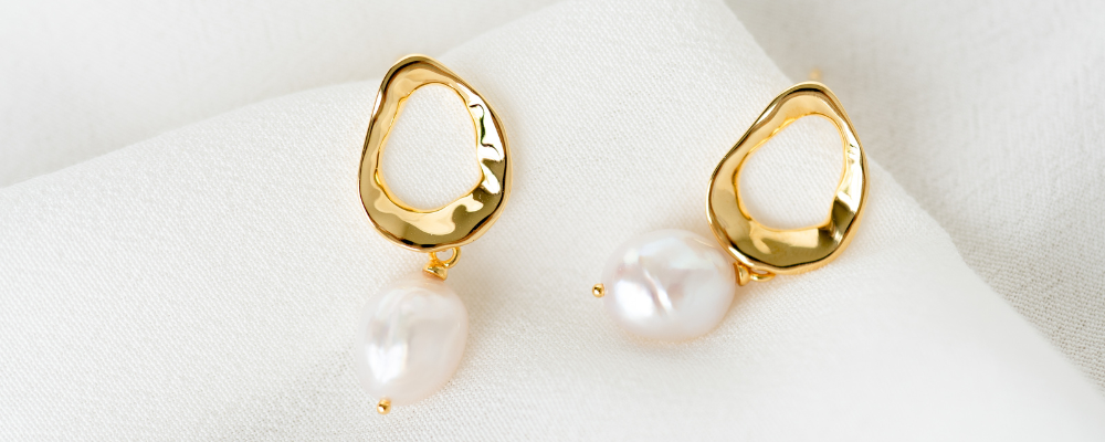 Gold Statement Earrings - Pearl Drop Earrings - Mathilde