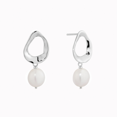 Types of Silver - Pearl Drop Earrings Silver - Mathilde
