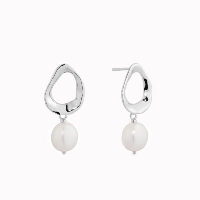 Sterling Silver - Pearl Drop Earrings Silver - Mathilde