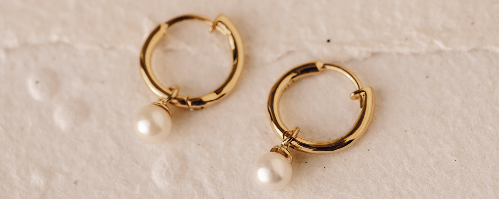 Gold Vermeil Jewelry-Pearl Huggie Earrings  - Kirsten’s