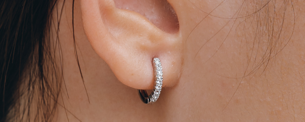 Sterling Silver Earrings - Silver Huggie Hoop Earrings - Eva