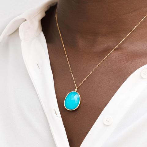 Amalfi blue statement necklace peaceful heart