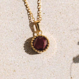 Birthstone Necklace July Opaque Ruby