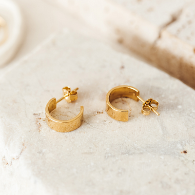 Gold Vermeil Chunky Mini Hoop Earrings - Sissel flatlay