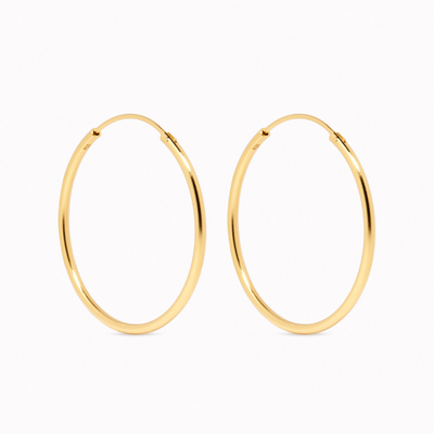 Gold Vermeil Hoop Earrings 30mm - Rebecca in plain white background