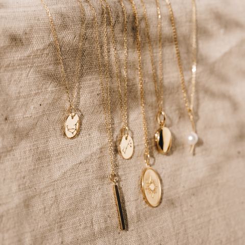 gold vermeil necklaces stacked