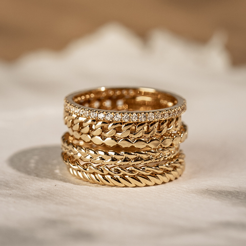 Gold vermeil rings stack