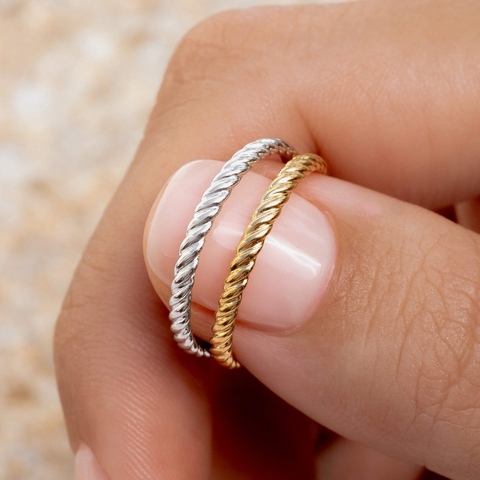 Linda silver and gold braid rings