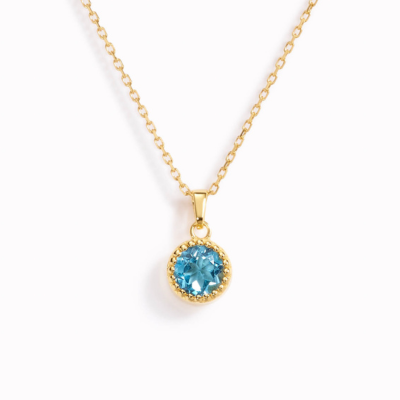 Popular Gemstone -March Birthstone Necklace - Blue Topaz