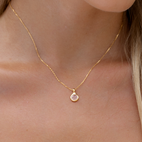 sigrid gemstone necklace rose quartz