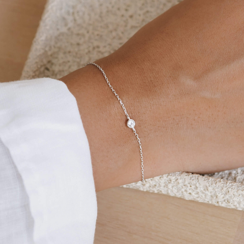 Silver malin gemstone bracelet on wrist