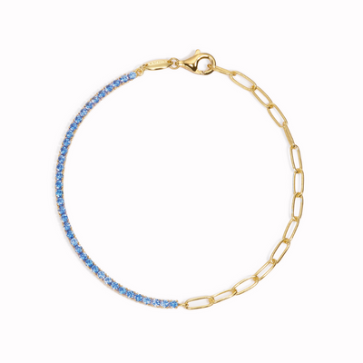 What is a tennis bracelet -Gold Tennis Bracelet (Half) - Blue
