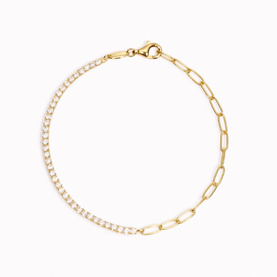 What is a tennis bracelet - Gold Tennis Bracelet (Half) - White