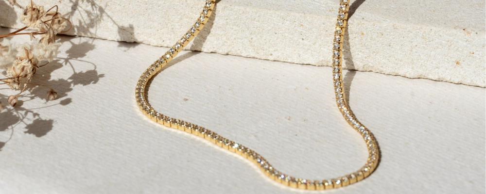 Dainty Gold Necklace - Tennis Necklace 